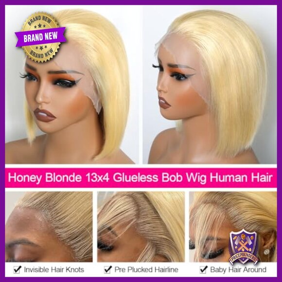 13x4 HD Lace Frontal Bob Wig Human Hair 180 Density Glueless main image 4